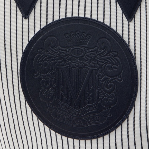 Veronica Beard Large Crest Tote in Navy Stripe - Picture 3 of 9
